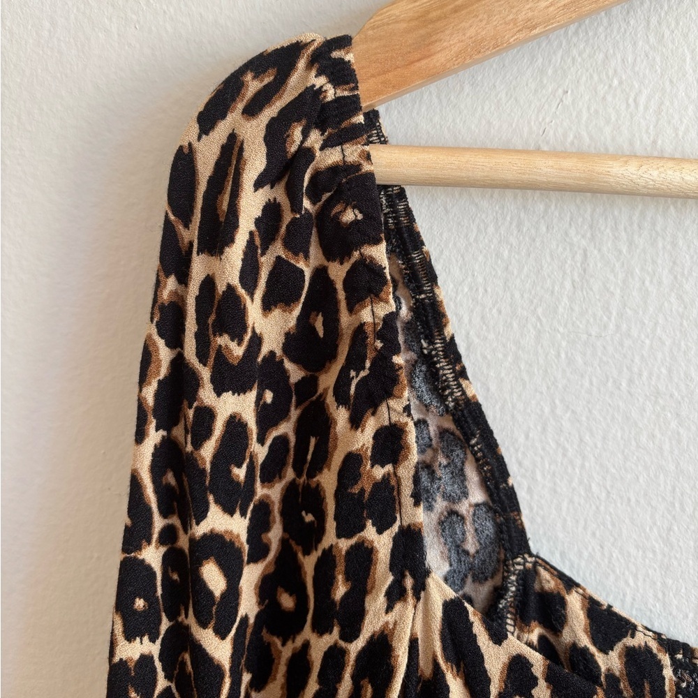 Reformation Leopard Print Midi Dress in Brown and Black - Picture 8 of 10